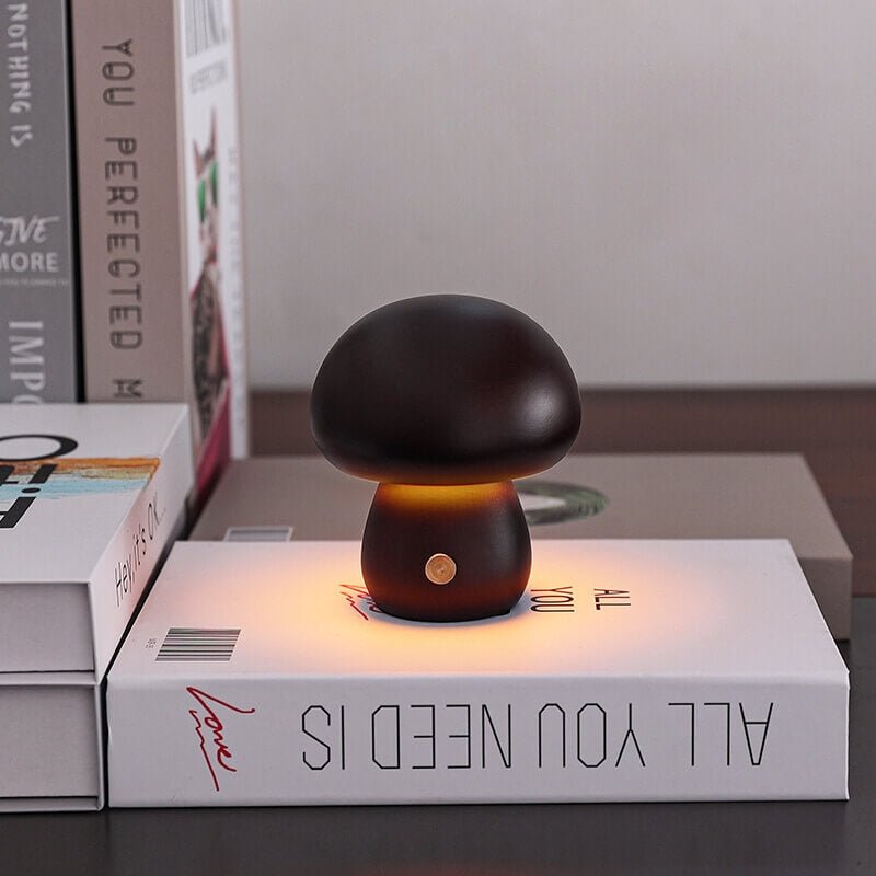 Boreal Mushroom Lamp | Natural Wood, Touch Control Dimming