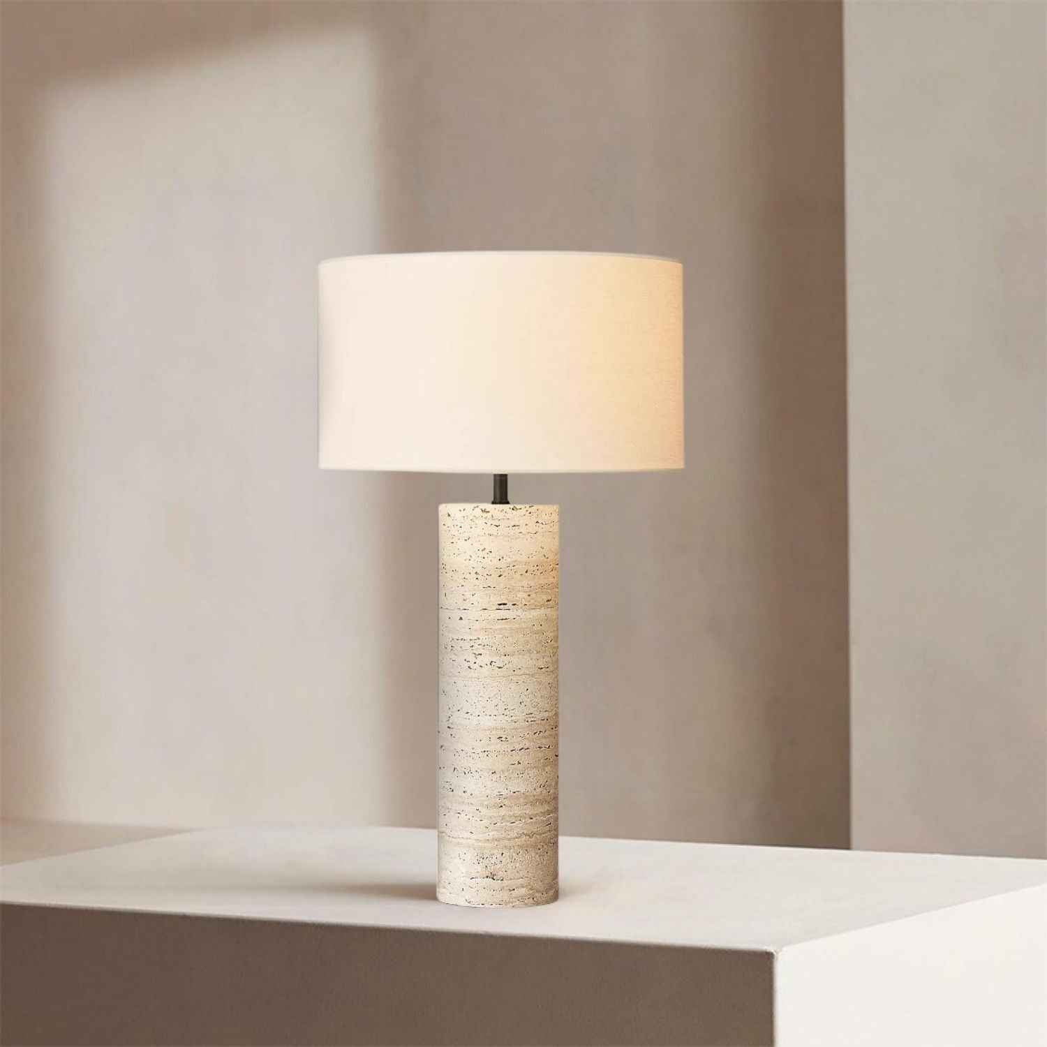 Nordic – Cream Travertine Table Lamp, Medium - Cendre Home