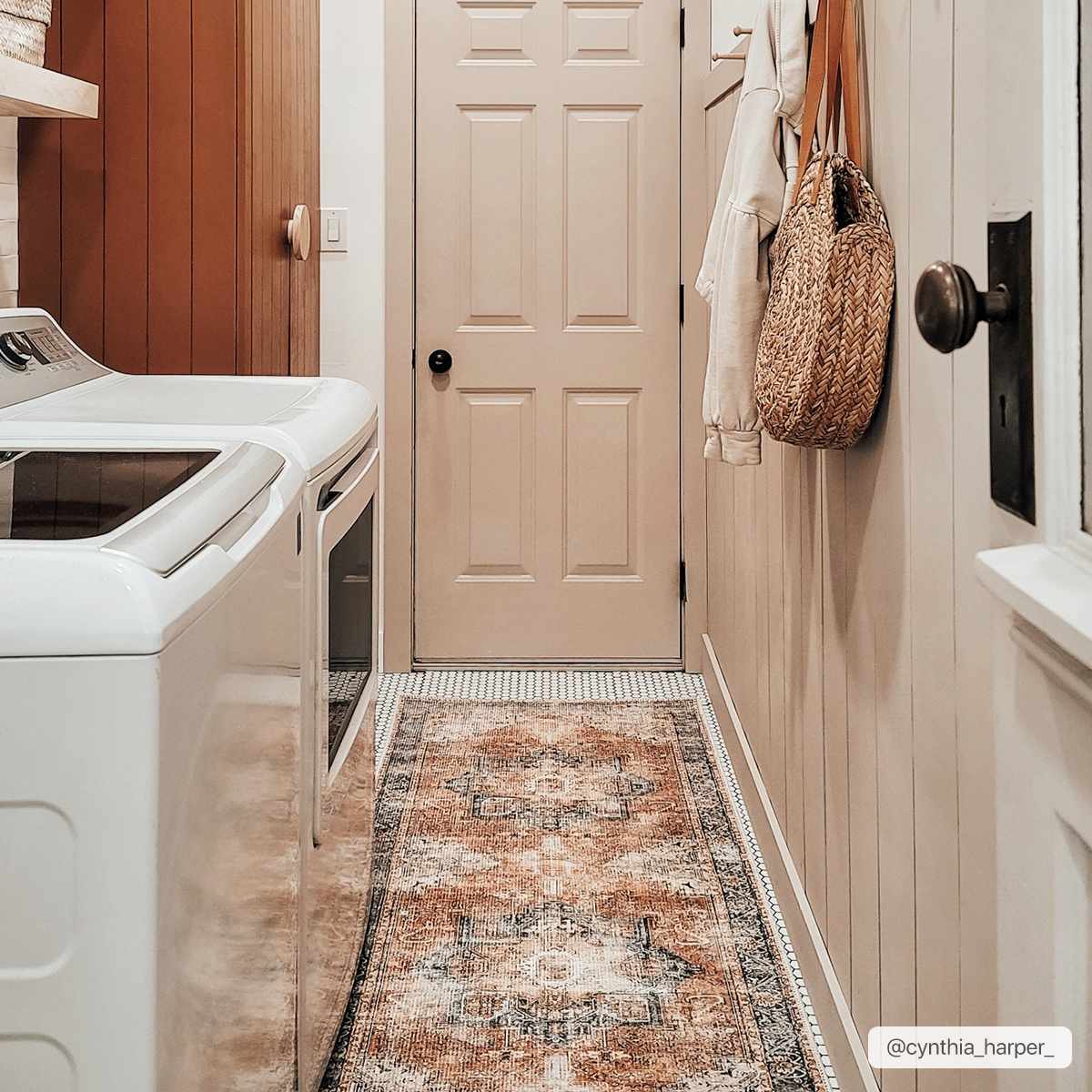 Brix Vintage Area Rug  Washable Chenille-Polyester, Pet-Friendly