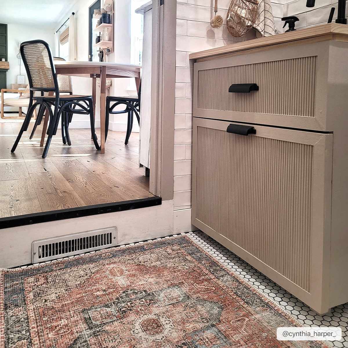 Brix Vintage Area Rug  Washable Chenille-Polyester, Pet-Friendly