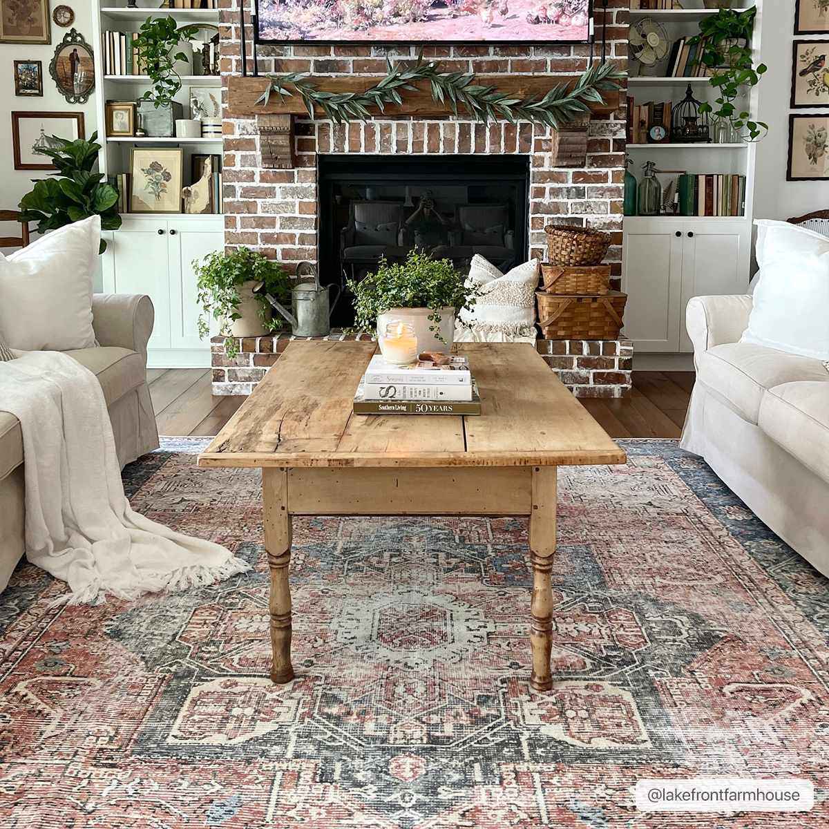 Brix Vintage Area Rug  Washable Chenille-Polyester, Pet-Friendly