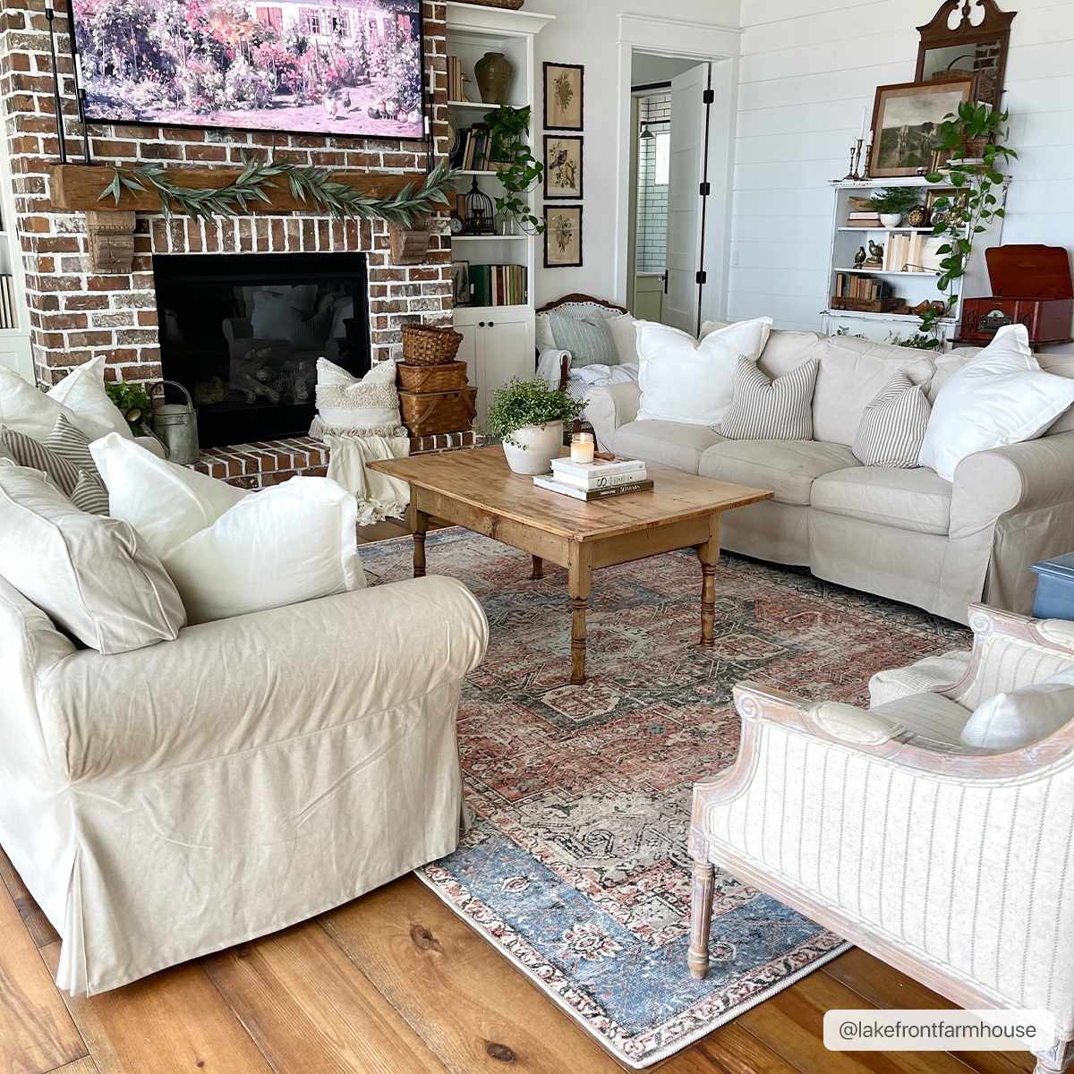 Brix Vintage Area Rug  Washable Chenille-Polyester, Pet-Friendly