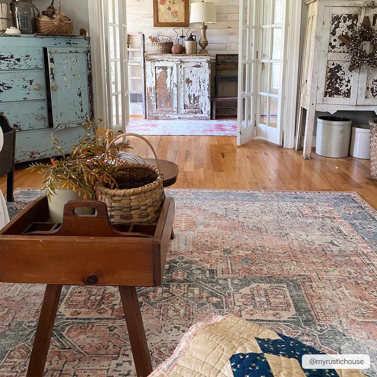Brix Vintage Area Rug  Washable Chenille-Polyester, Pet-Friendly
