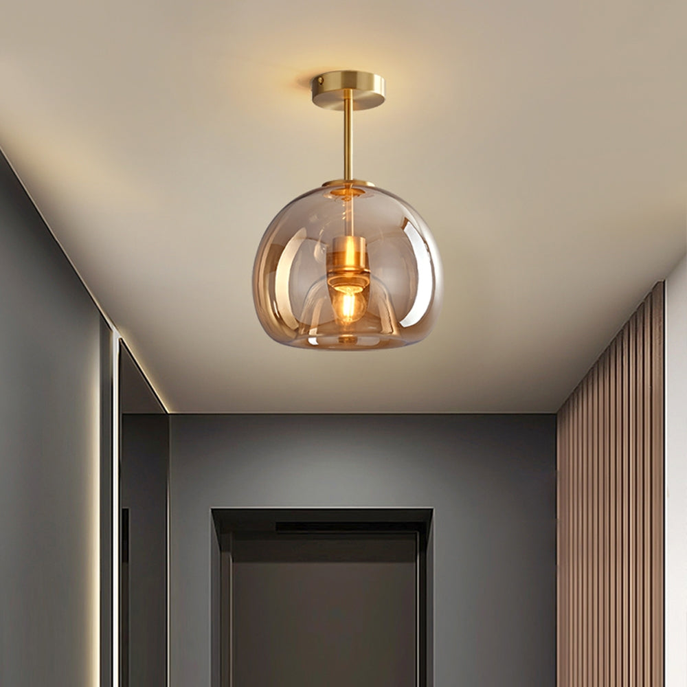 Bela Ceiling Light | Vintage Amber Bubble Glass Shade