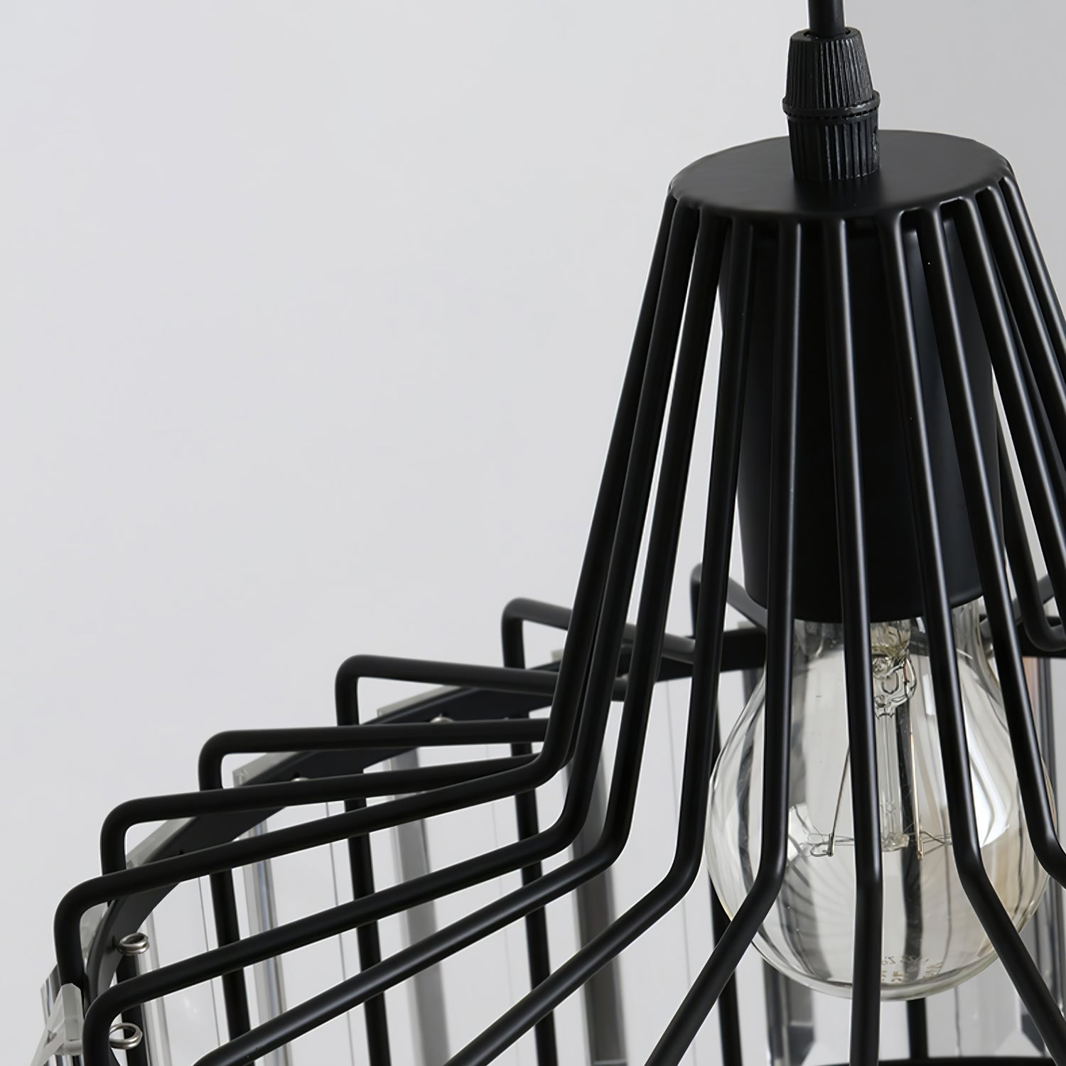 Belo Crystal Pendant Light | Adjustable Height, Matte Black Frame