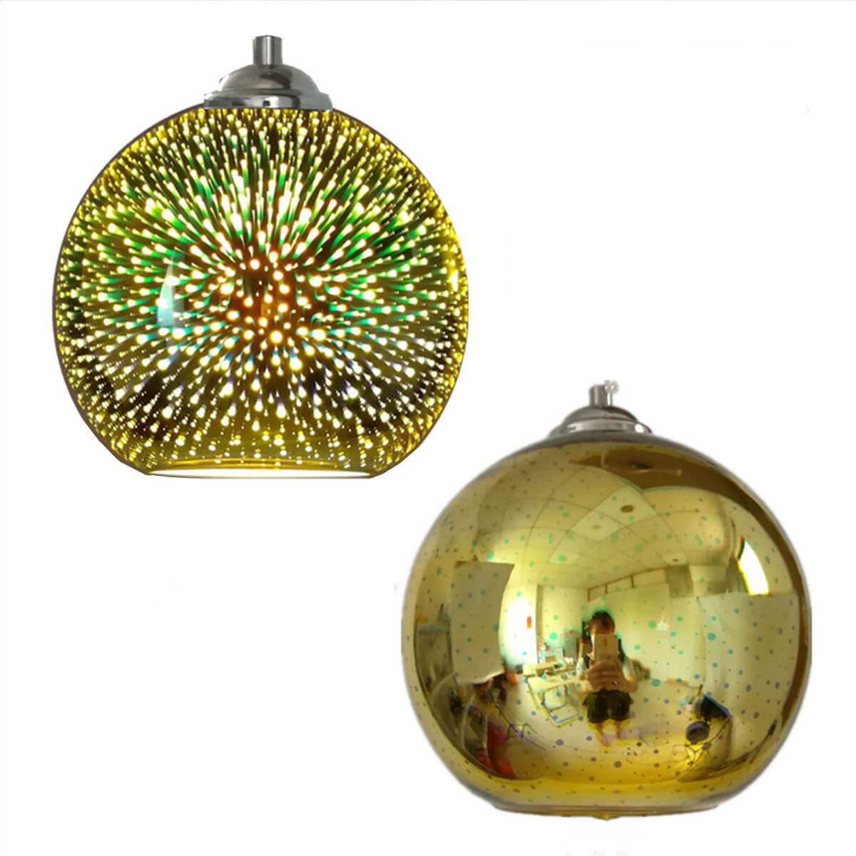 Contemporary 3D Colorful Fireworks Glass Dome Pendant Light with Single Bulb