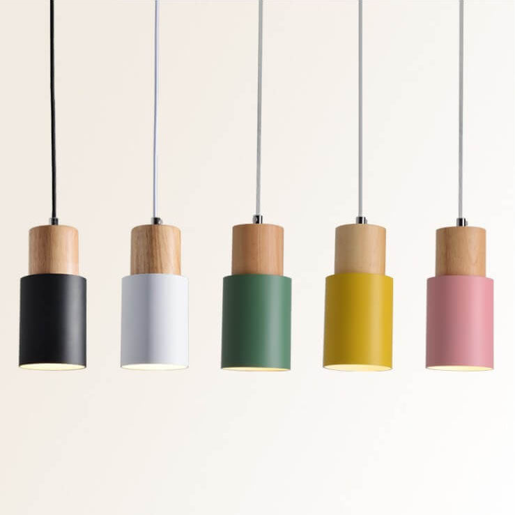 Nordic Macaron Cylinder Aluminum LED Pendant Light - 1-Light Design