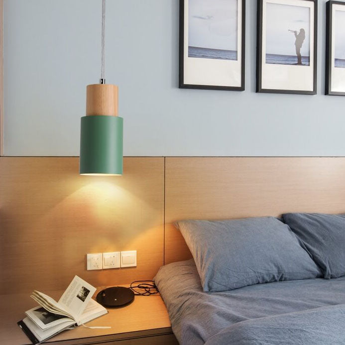 Nordic Macaron Cylinder Aluminum LED Pendant Light - 1-Light Design