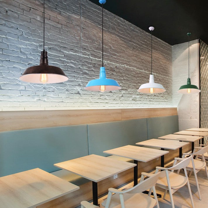 Modern Industrial Round Iron Single-Light Pendant for Living Room