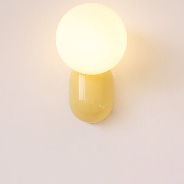 Macaron-Inspired Cream Resin Glass Ball 1-Light Wall Sconce