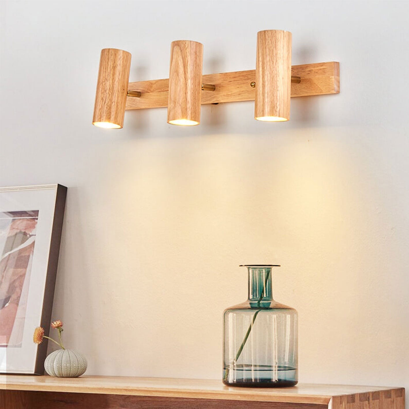 Contemporary Minimalist Wooden Track Spotlight Wall Sconce - Available in 1, 2, or 3 Lights