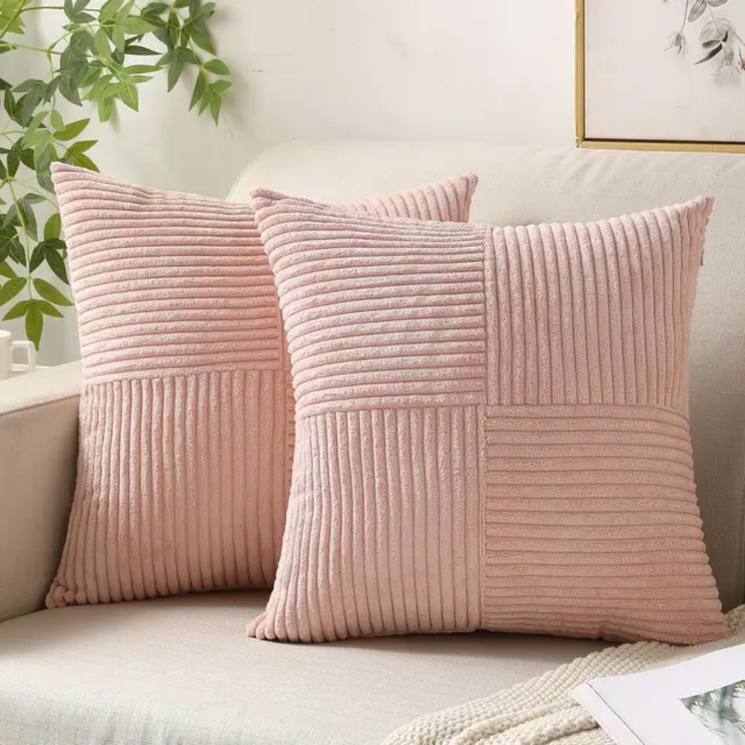 Bello Corduroy Cushion Covers | Soft Striped Texture, Invisible Zipper