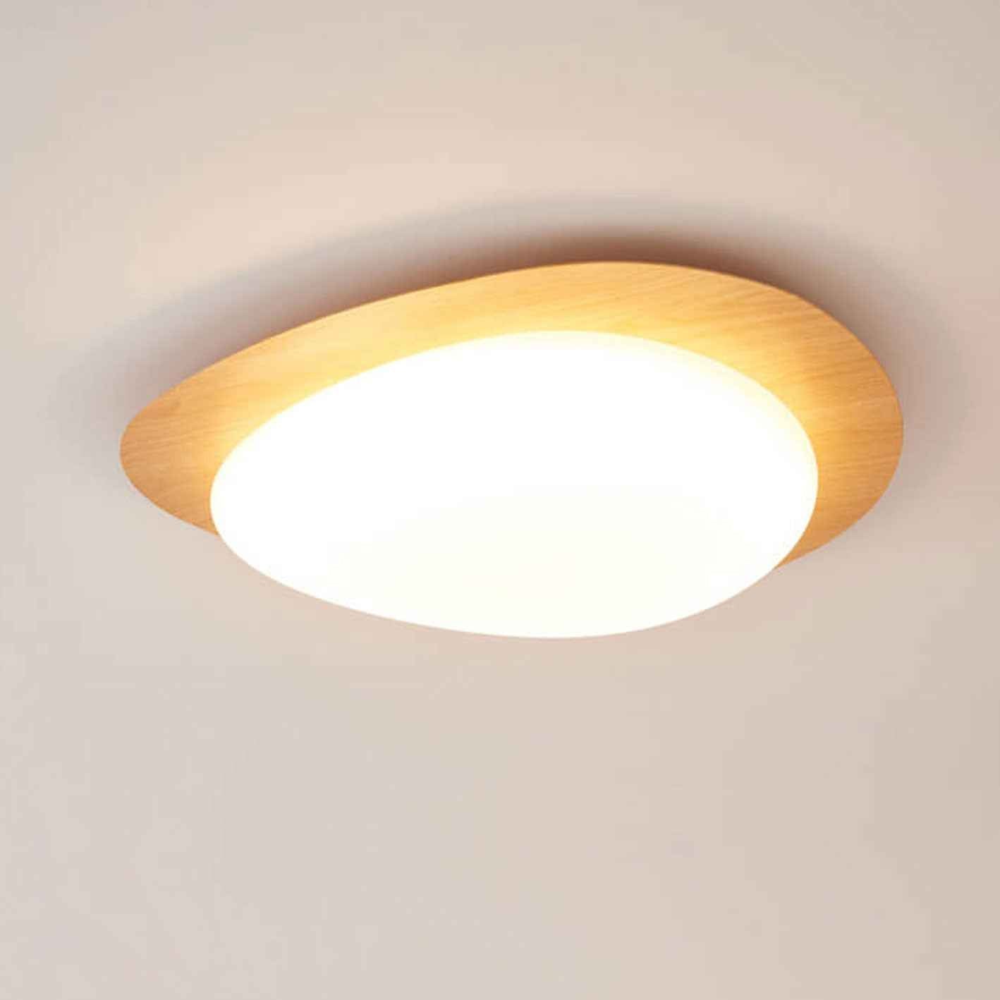 Nordic Style Iron Wood Grain Pebble LED Flush Mount Ceiling Fixture