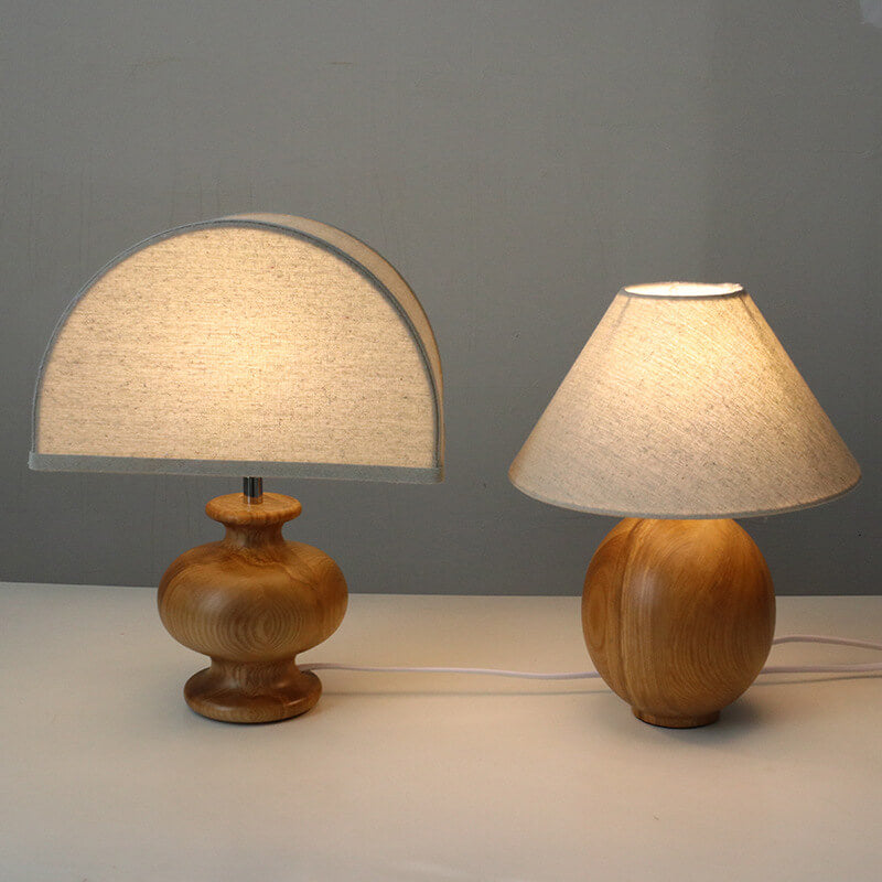 Vintage Solid Wood Table Lamp with Wabi-Sabi Design - Japanese Style, 1-Light