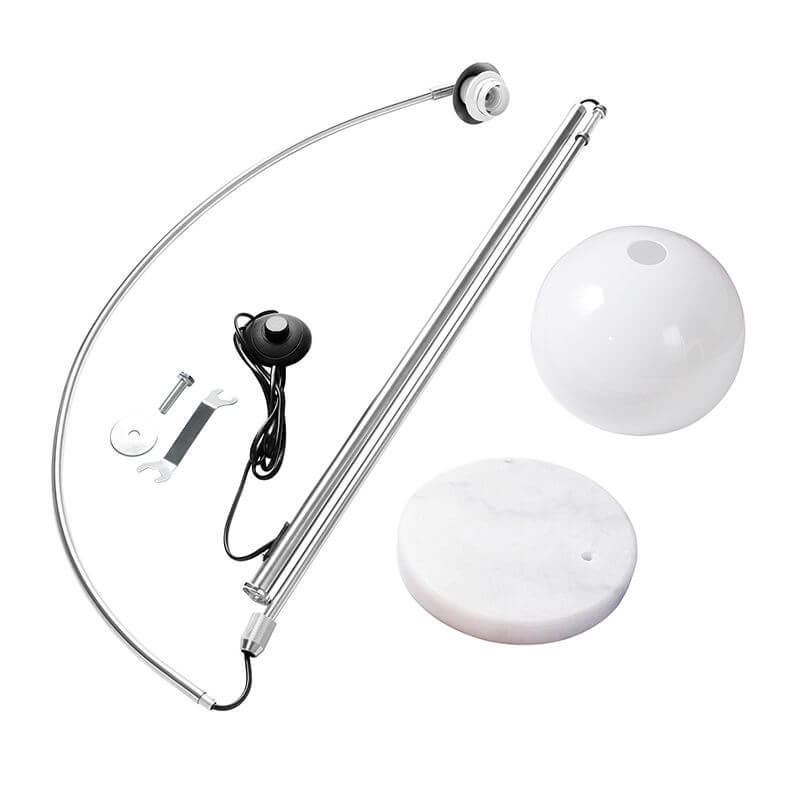 Contemporary Globe Acrylic Shade 1-Light Floor Lamp with Fishing Rod Design