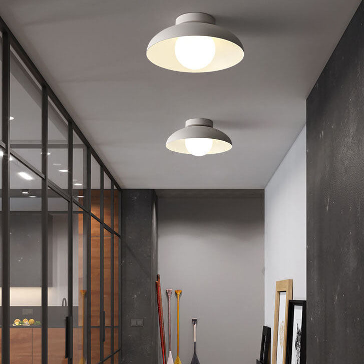 Japanese Wabi-Sabi Iron and Glass 1-Light Semi-Flush Mount Fixture