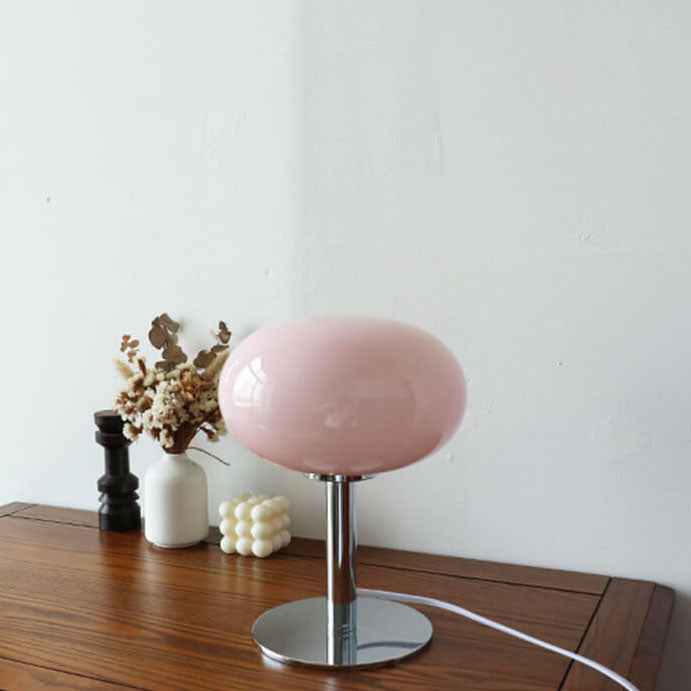 Vintage Nordic Cream Round Glass Table Lamp with Single Light