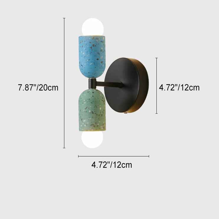 Contemporary Wabi-Sabi Iron and Cement 2-Light Wall Sconce