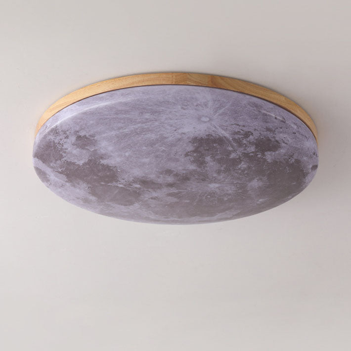 Nordic Minimalist Round Moon LED Flush Mount Ceiling Light in PVC