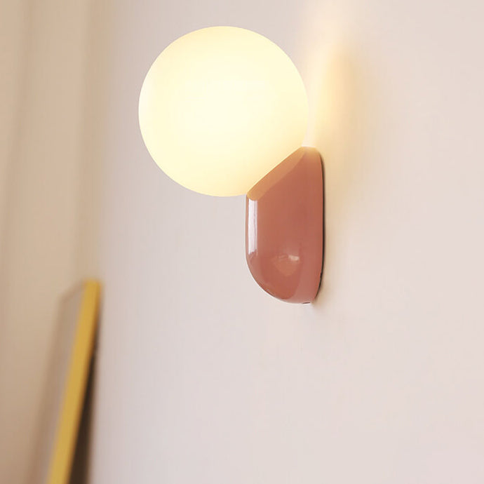 Macaron-Inspired Cream Resin Glass Ball 1-Light Wall Sconce