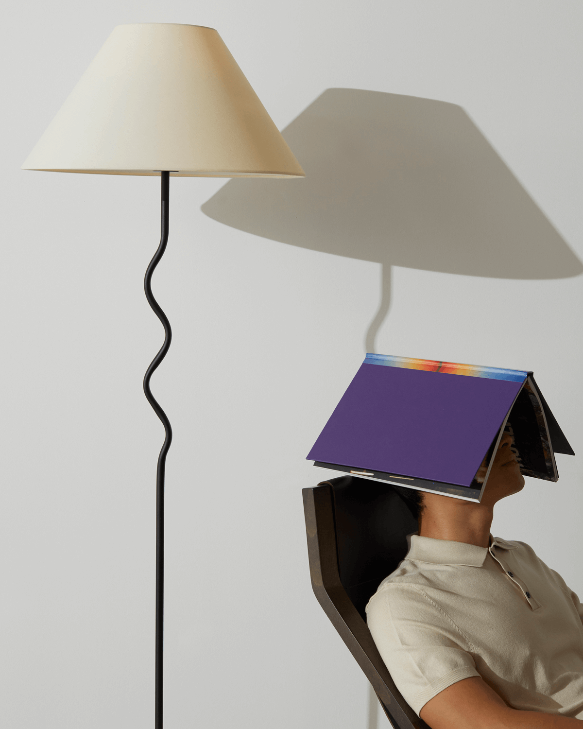 Curva Squiggle Floor Lamp | White Fabric Shade, Curvy Stem