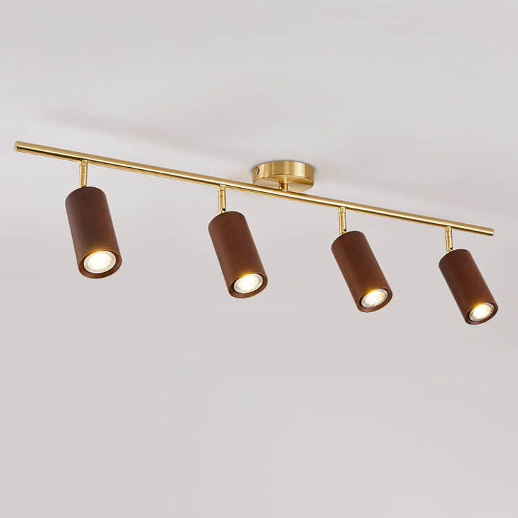 Nordic Minimalist Walnut Wood Linear Track LED Ceiling Light - Available in 1, 2, 3, or 4 Lights