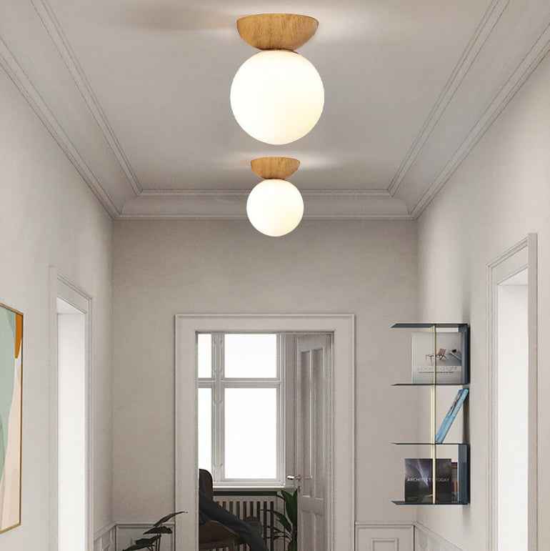 Contemporary Minimalist Glass and Iron Orb 1-Light Semi-Flush Mount/Pendant Light for Living Room