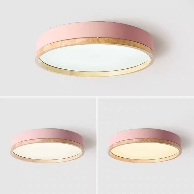 Elegant Round Acrylic LED Flush Mount Ceiling Light - Macaron Style