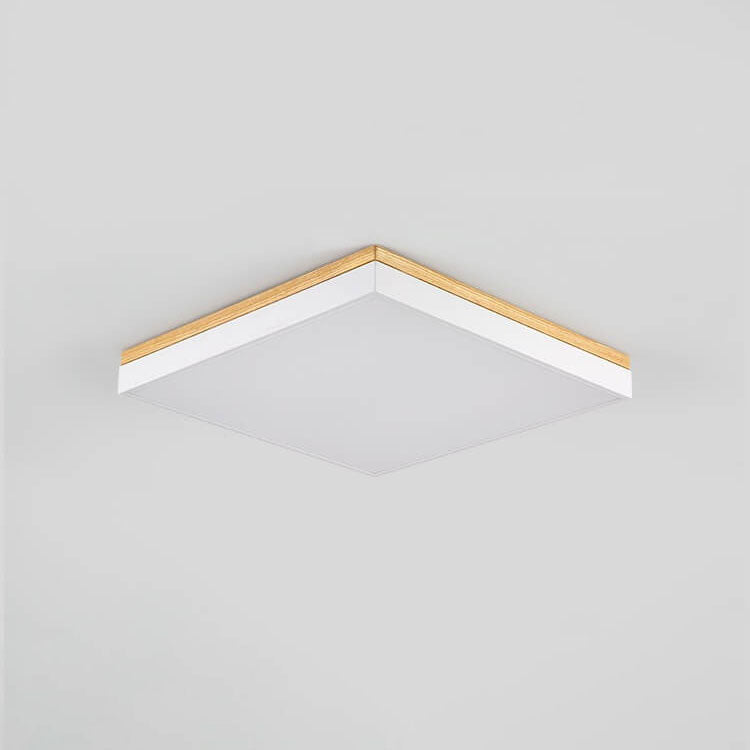 Contemporary Minimalist Solid Wood and Acrylic Square LED Flush Mount Ceiling Light for Living Room