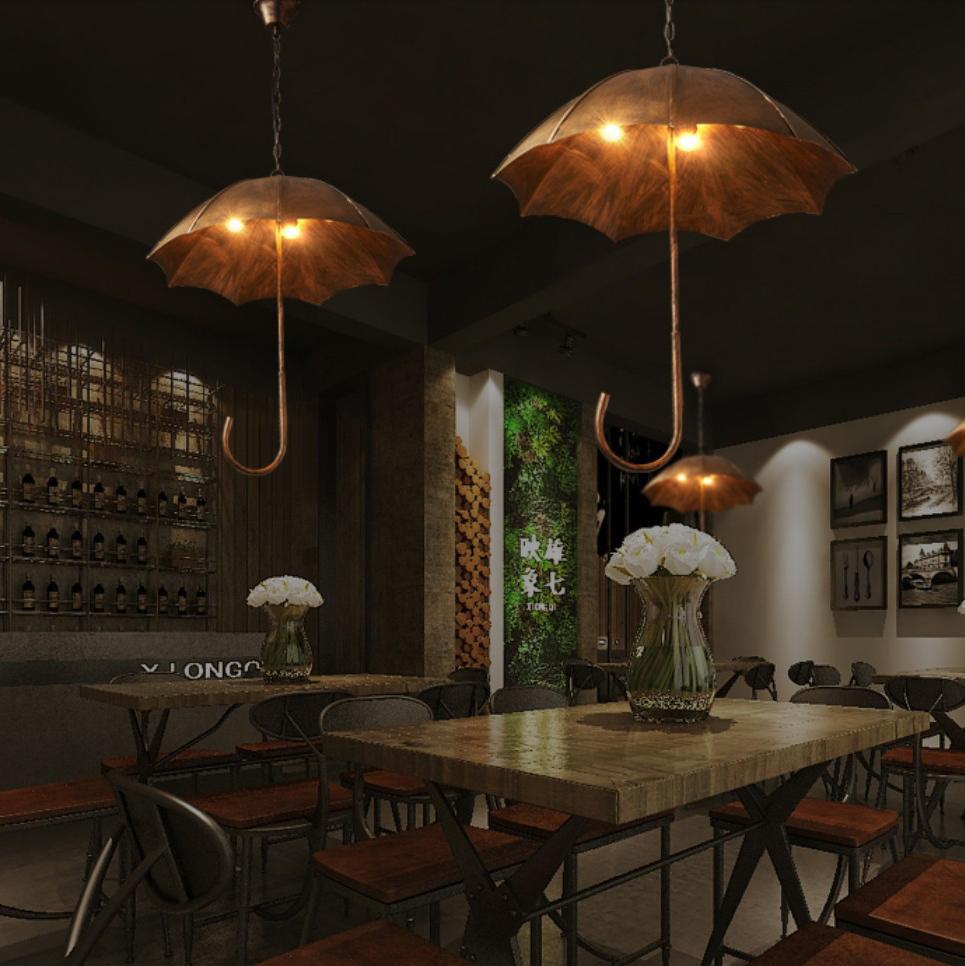 Vintage Industrial 5-Light Umbrella Chandelier