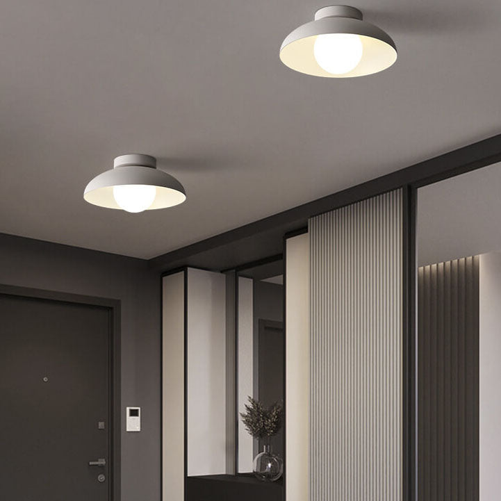 Japanese Wabi-Sabi Iron and Glass 1-Light Semi-Flush Mount Fixture