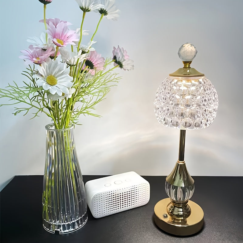Cielo Crystal Touch Table Lamp | Rechargeable LED, Polished Gold