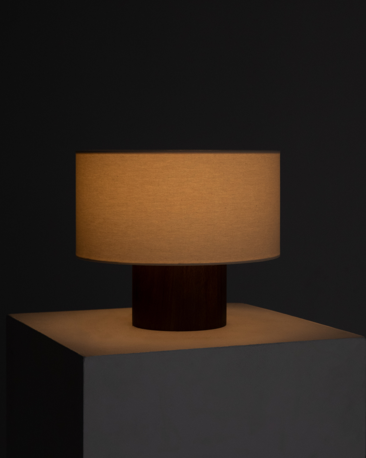 Oberon Table Lamp | Walnut Base, Linen Shade