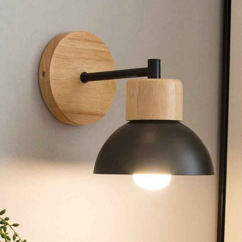 Nordic Wood and Metal Single-Light Wall Sconce
