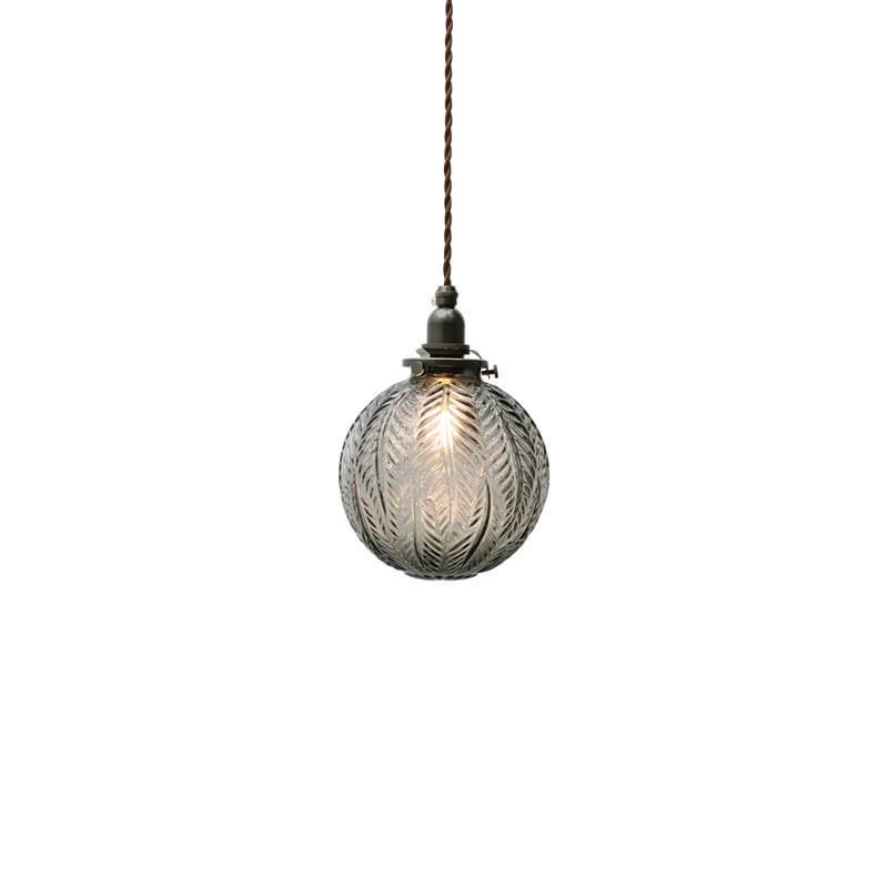 Vintage Lotus Textured Glass 1-Light Globe Pendant Lamp