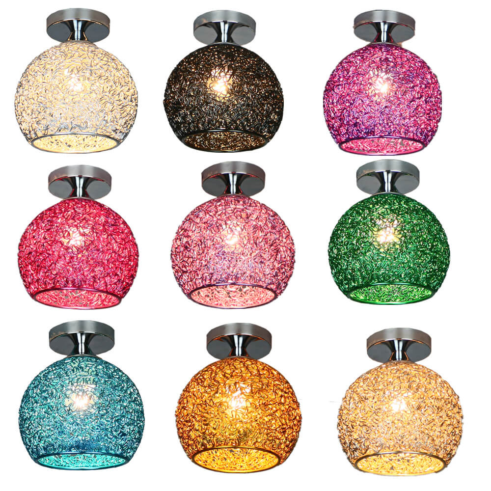Contemporary Colorful 1-Light Dome Semi-Flush Ceiling Fixture