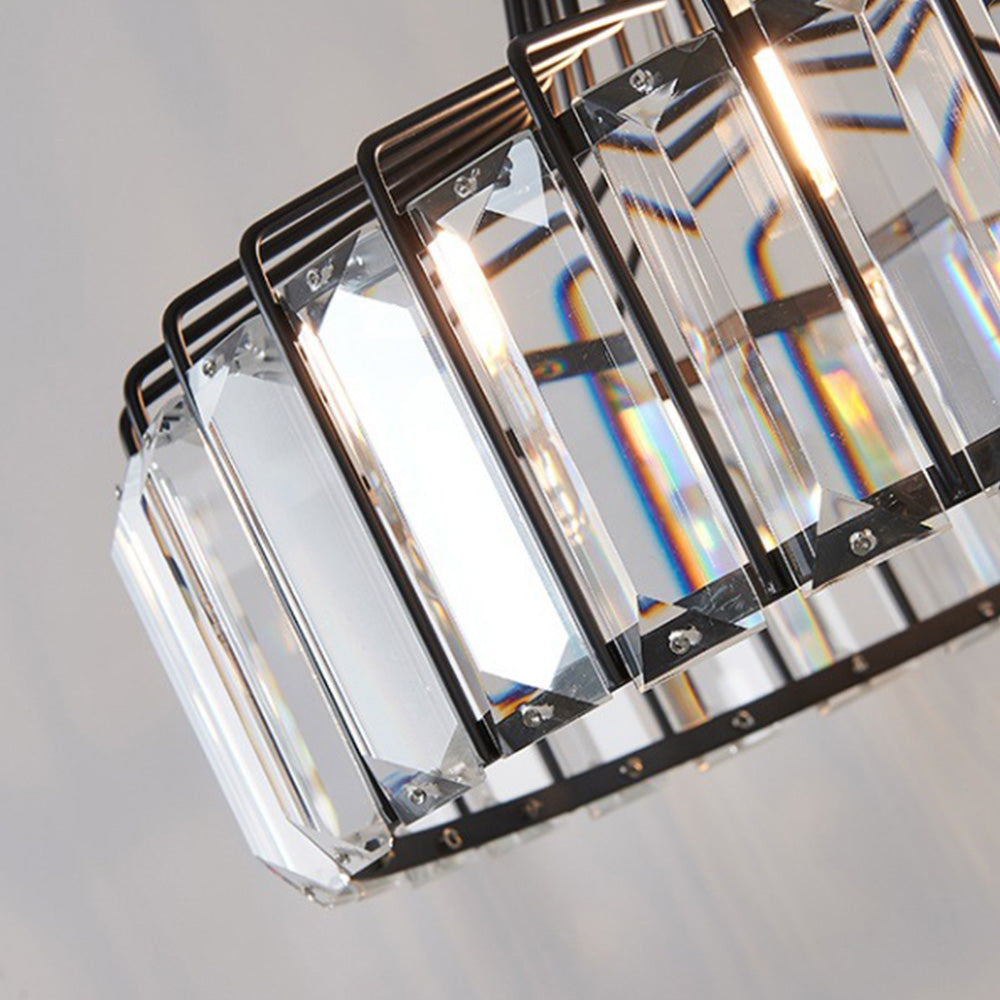 Belo Crystal Pendant Light | Adjustable Height, Matte Black Frame