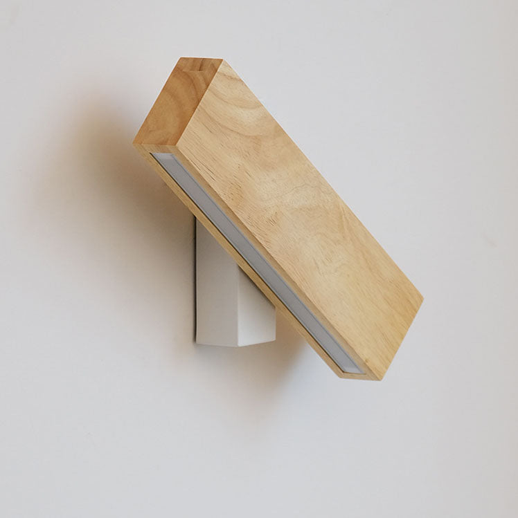 Minimalist Japanese Rectangular Log LED Wall Sconce Lamp with Rotatable Design
