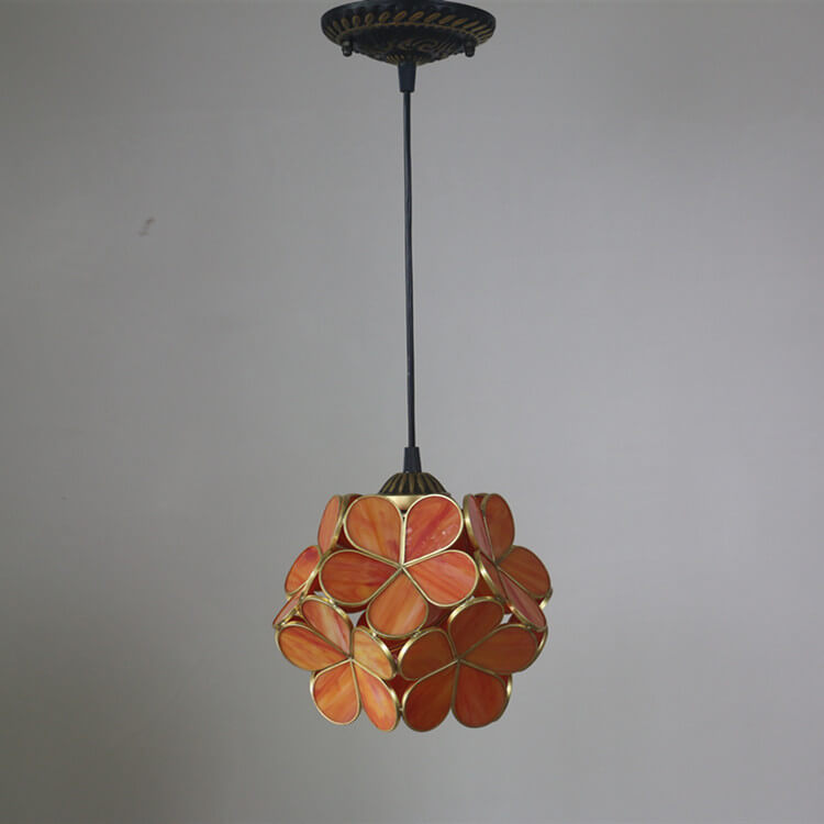 Retro Stained Glass Petal Single-Light Pendant Fixture