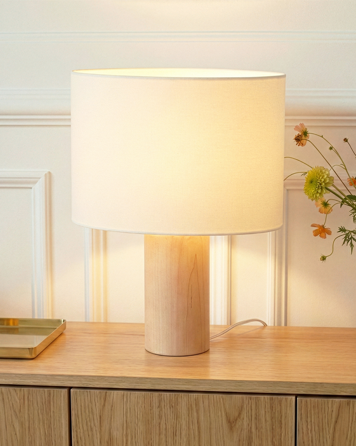 Mira Table Lamp | Rustic Wood Base, Modern Oval Shade