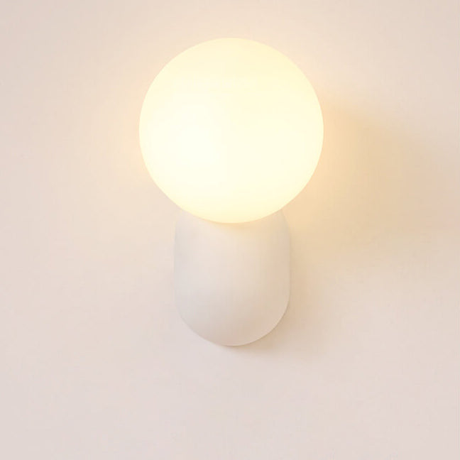 Macaron-Inspired Cream Resin Glass Ball 1-Light Wall Sconce