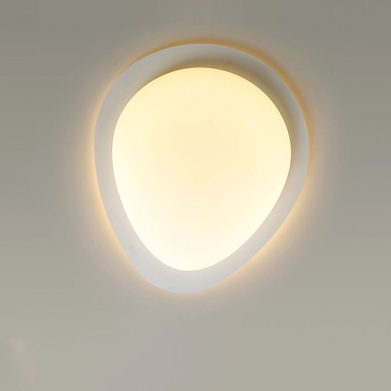 Modern Scandinavian Pebble-Shaped Iron and Acrylic LED Flush Mount Ceiling Light for Bedrooms