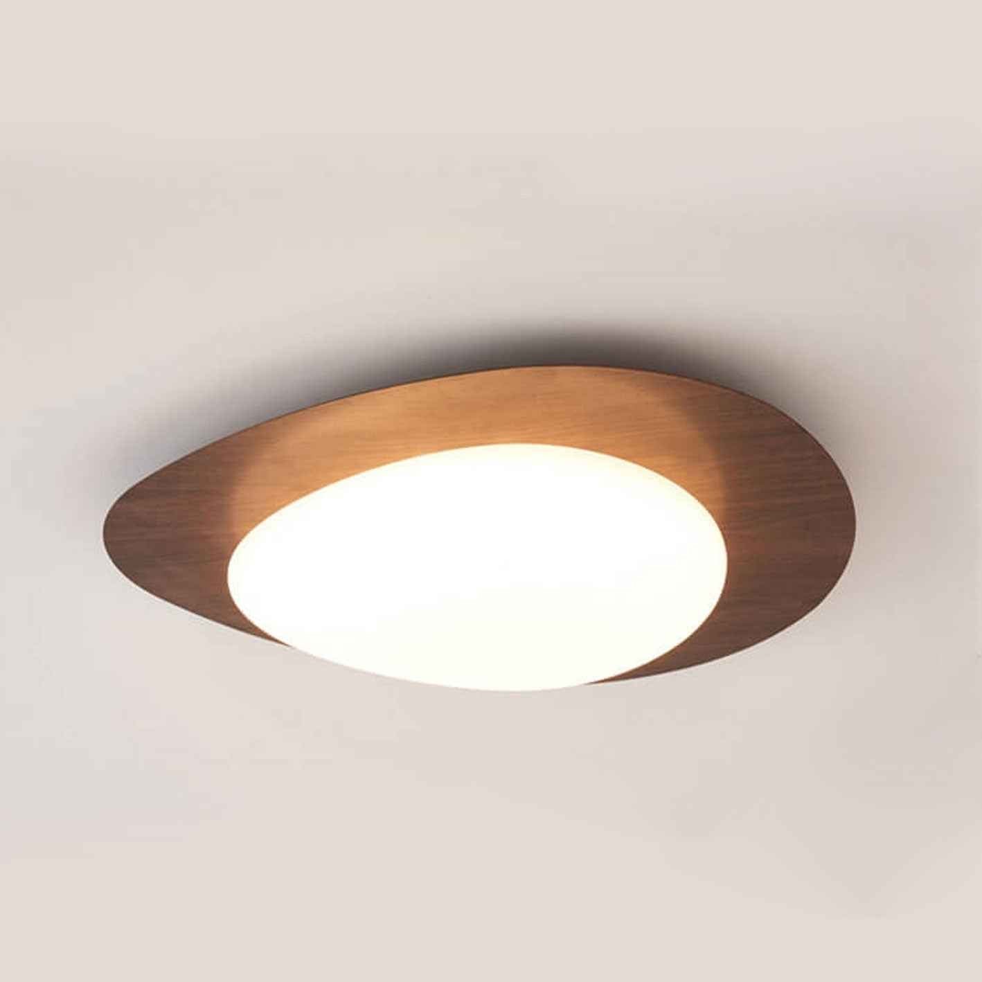 Nordic Style Iron Wood Grain Pebble LED Flush Mount Ceiling Fixture