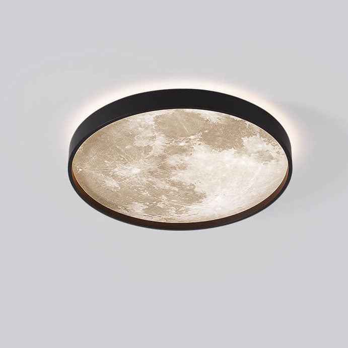 Nordic-Inspired Round LED Flush Mount Ceiling Light with Moon Design