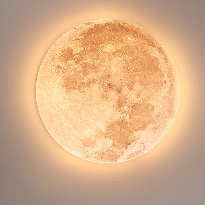 Nordic Minimalist Round Moon LED Flush Mount Ceiling Light in PVC