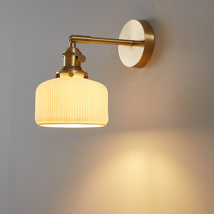 Contemporary Minimalist Striped Ceramic Wall Sconce Lamp with 1 Light