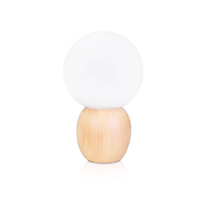 Nordic Solid Wood Milk White Glass Orb Table Lamp with 1 Light