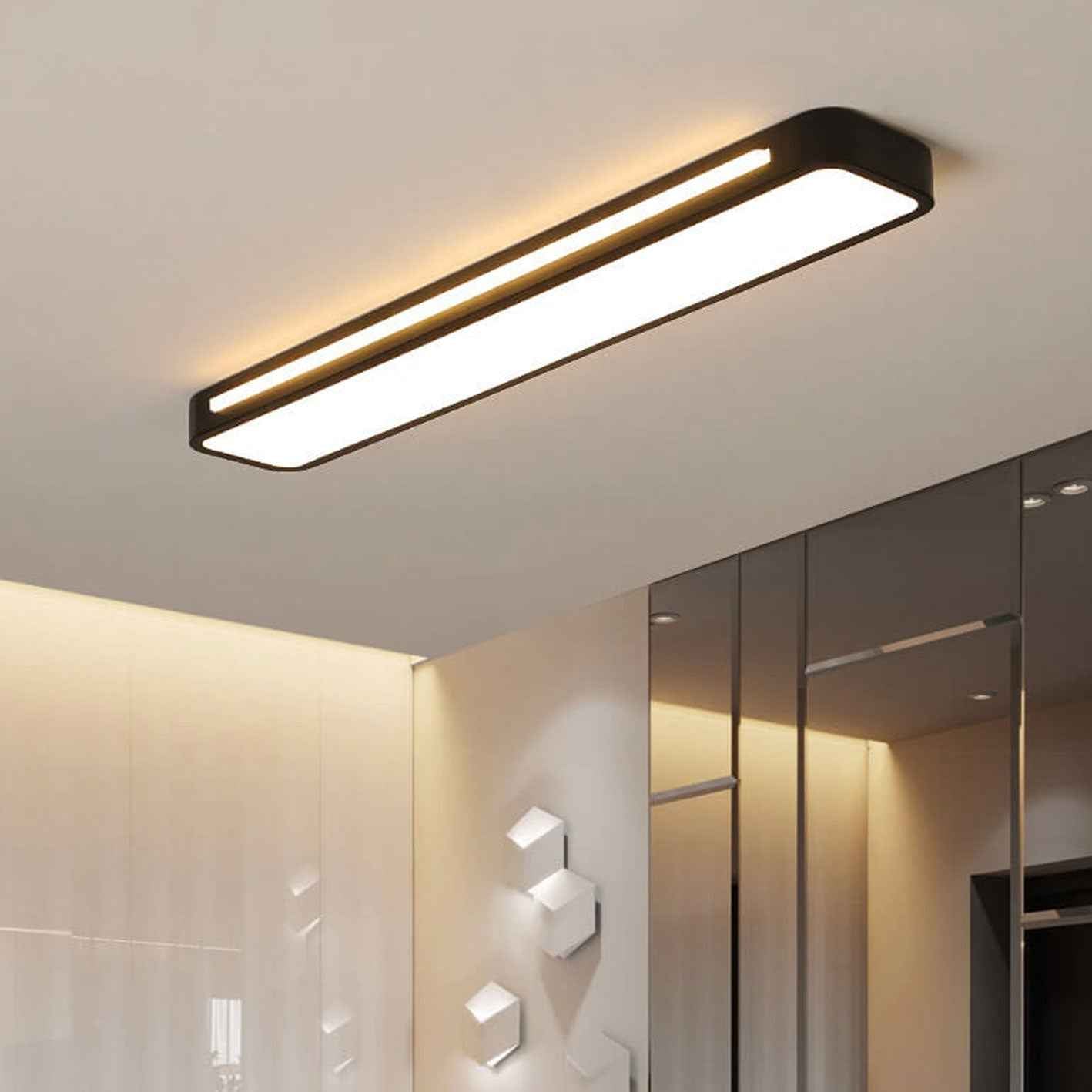 Scandinavian Minimalist Long LED Flush Mount Ceiling Fixture