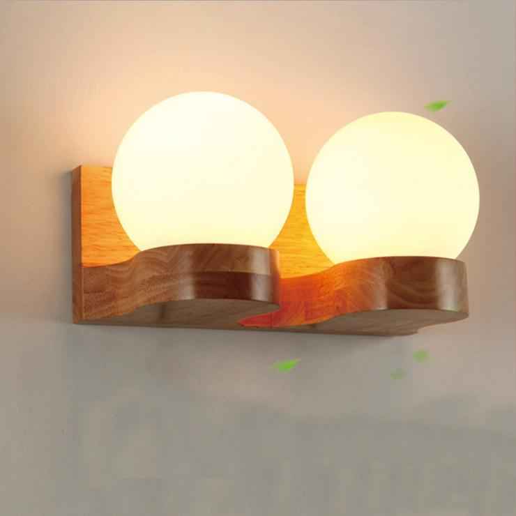 Nordic Modern Solid Wood Half-Ball Wall Sconce Lamp
