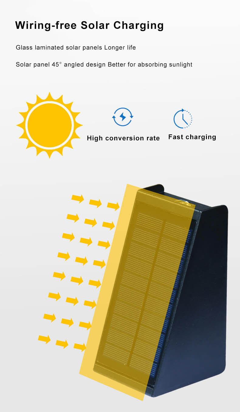 Elegant Solar-Powered Waterproof LED Wall Sconce - Up and Down Trapezoid Design for Outdoor Use
